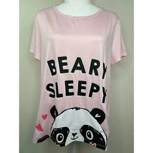 Secret Treasures Ballet Pink Beary Sleepy Night Shirt - Panda Pun - Comfy - MED